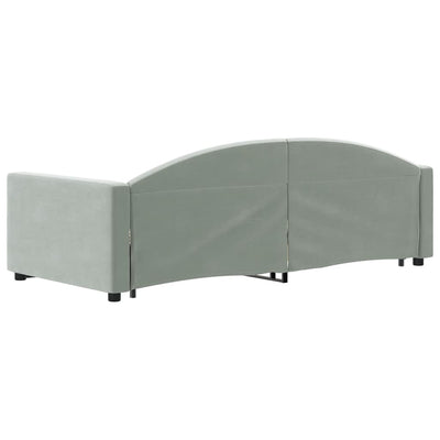 Daybed with Trundle and Drawers Light Grey 90x190 cm Velvet