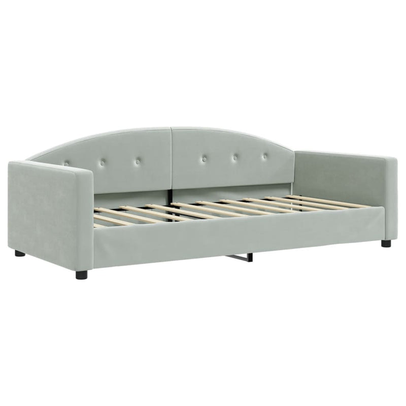 Daybed with Trundle and Drawers Light Grey 90x190 cm Velvet