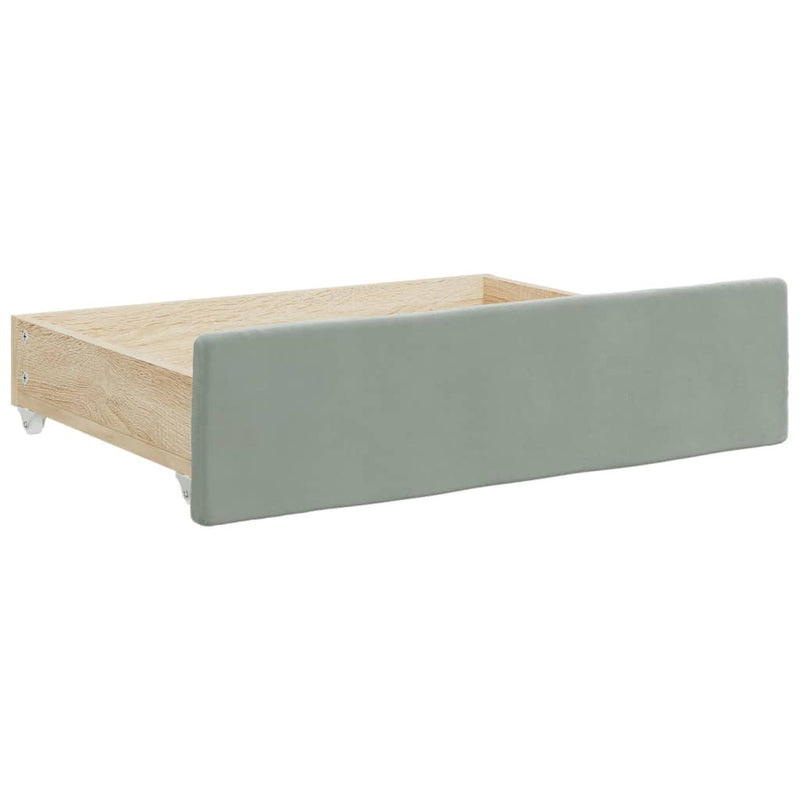 Daybed with Trundle and Drawers Light Grey 90x190 cm Velvet