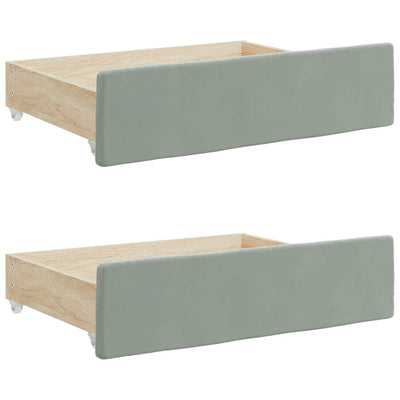 Daybed with Trundle and Drawers Light Grey 90x190 cm Velvet