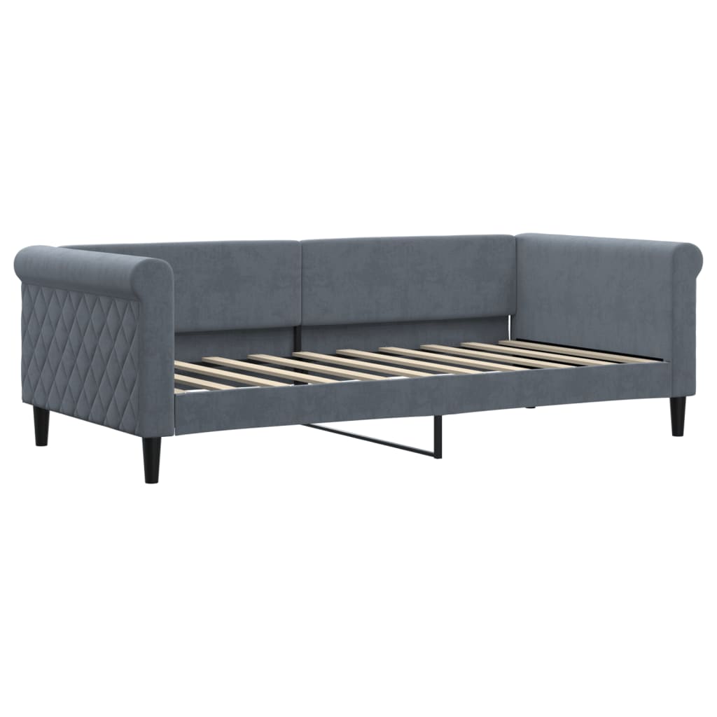 Day Bed 90x190 cm Velvet Dark grey With mattress