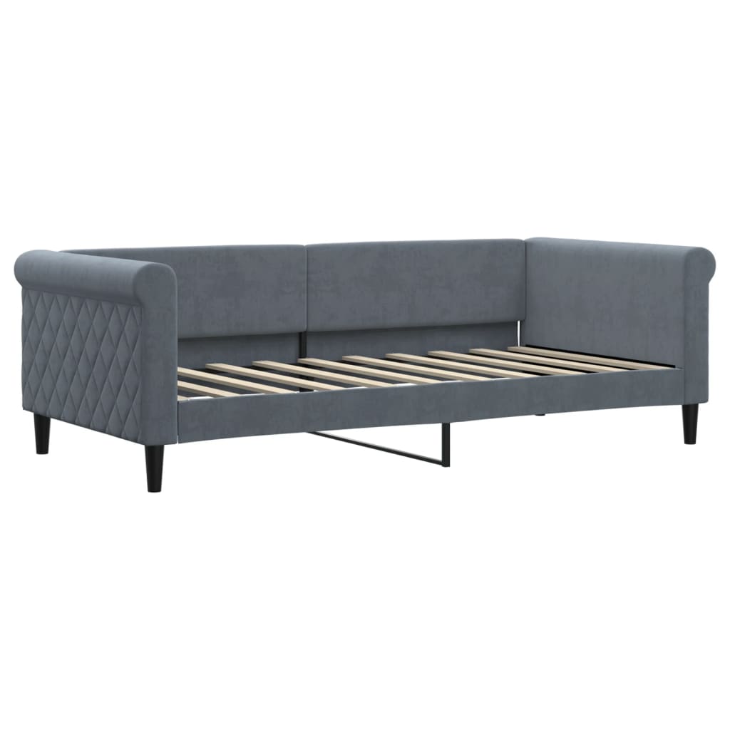 Day Bed 90x190 cm Velvet Dark grey With mattress
