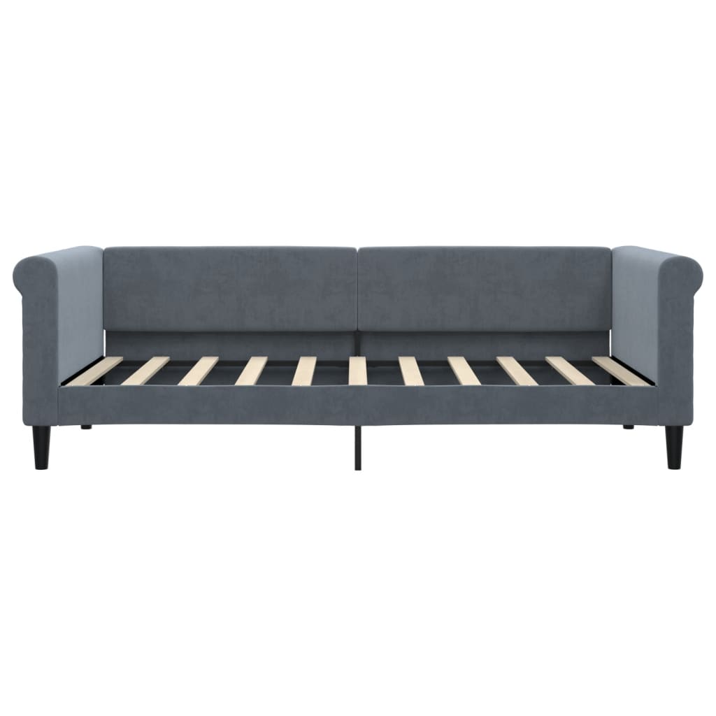 Day Bed 90x190 cm Velvet Dark grey With mattress