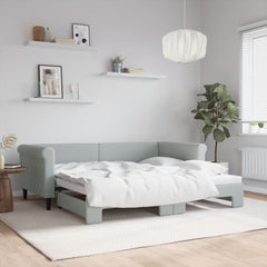 Day Bed 90x190 cm Velvet Light grey With trundle