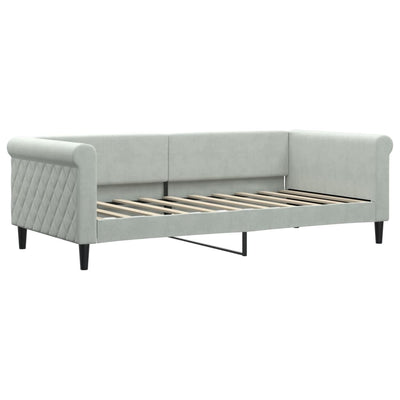 Daybed with Trundle and Mattresses Light Grey 90x190 cm Velvet