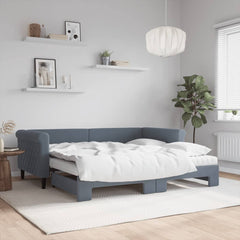 Day Bed 90x190 cm Velvet Dark grey With trundle & mattress