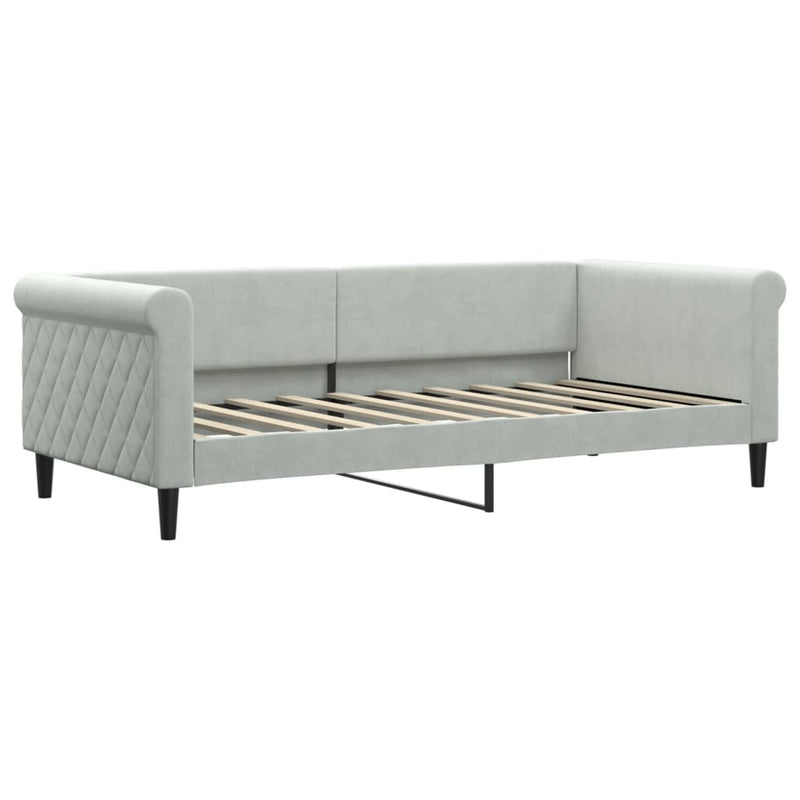 Daybed with Trundle and Drawers Light Grey 90x190 cm Velvet