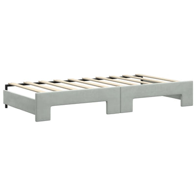 Daybed with Trundle and Drawers Light Grey 90x190 cm Velvet