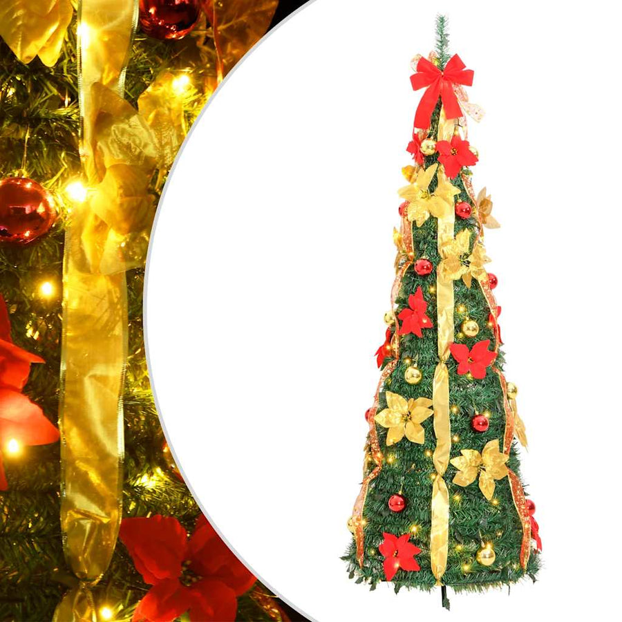 vidaXL Artificial Christmas Tree Pop-up 100 LEDs Green 150 cm 1