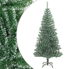 vidaXL Artificial Christmas Tree with Flocked Snow Green 180 cm 1