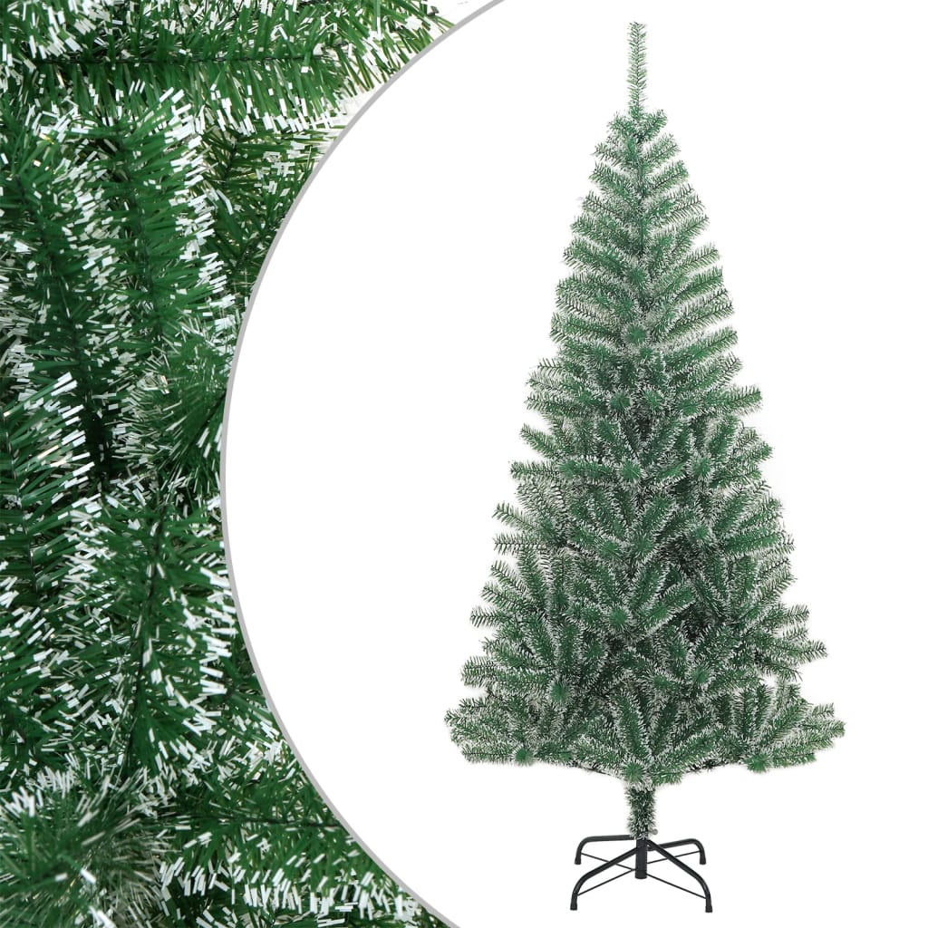 vidaXL Artificial Christmas Tree with Flocked Snow Green 210 cm 1