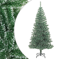 vidaXL Artificial Christmas Tree with Flocked Snow Green 210 cm 1
