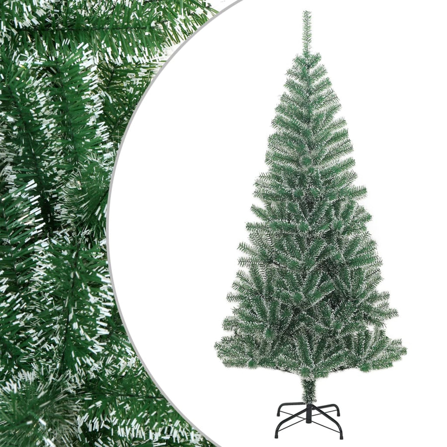 vidaXL Artificial Christmas Tree with Flocked Snow Green 210 cm 1