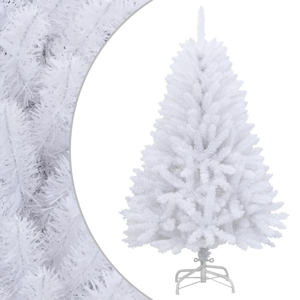 vidaXL Artificial Hinged Christmas Tree | White | PVC and Metal | Medium 1