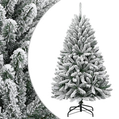 vidaXL Artificial Hinged Christmas Tree | Green and white | PVC, metal 1