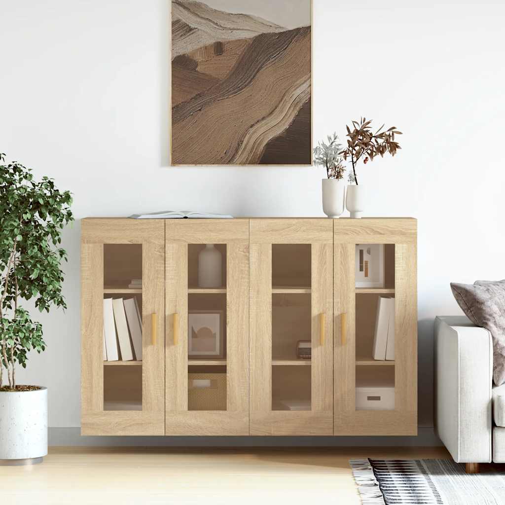 Wall Mounted Cabinets 2 pcs Engineered Wood High gloss white