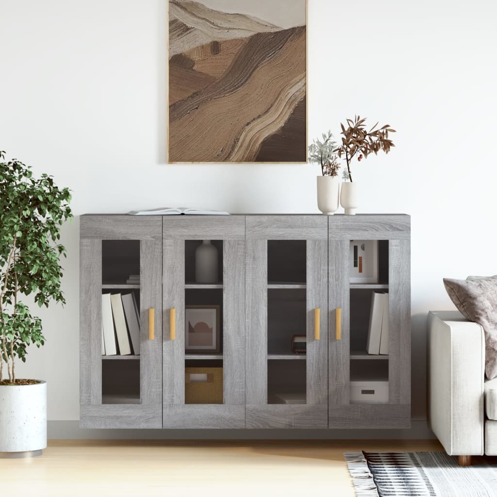 Wall Mounted Cabinets 2 pcs Engineered Wood Grey sonoma