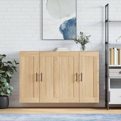 Wall Mounted Cabinets 2 pcs Engineered Wood Tube Black Sonoma oak