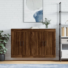 Wall Mounted Cabinets 2 pcs Engineered Wood Tube Black Brown oak