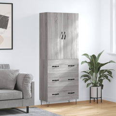 Highboard 69.5x34x180 cm Engineered Wood 3 Drawers Grey sonoma