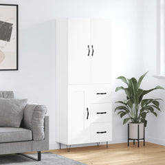 Highboard 69.5x34x180 cm Engineered Wood 1 Wood Door 3 Drawers White