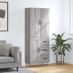 Highboard 69.5x34x180 cm Engineered Wood 1 Wood Door 3 Drawers Grey sonoma