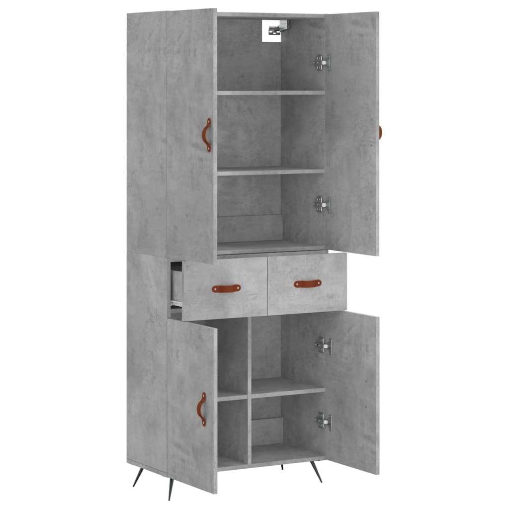 vidaXL Highboard Concrete Grey 69,5x34x180 cm Engineered Wood 4