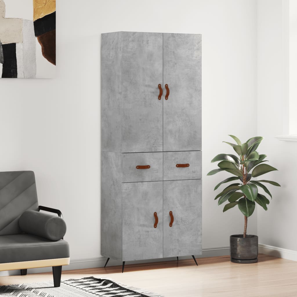 vidaXL Highboard Concrete Grey 69,5x34x180 cm Engineered Wood 1