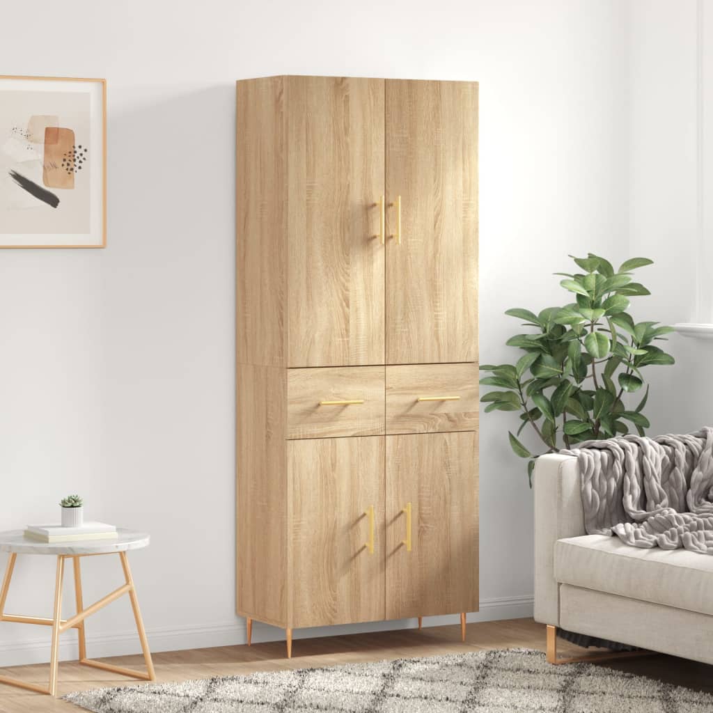 Highboard 69.5x34x180 cm Engineered Wood 2 Doors 2 Drawers Sonoma oak