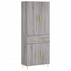 Highboard 69.5x34x180 cm Engineered Wood 2 Doors 2 Drawers Grey sonoma