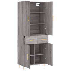 Highboard 69.5x34x180 cm Engineered Wood 2 Doors 2 Drawers Grey sonoma