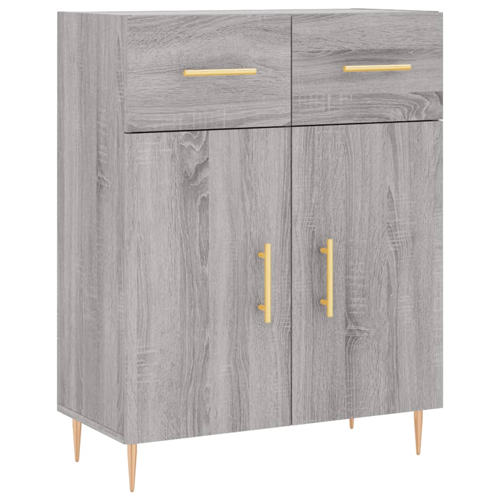 Highboard 69.5x34x180 cm Engineered Wood 2 Doors 2 Drawers Grey sonoma