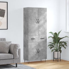 Highboard 69.5x34x180 cm Engineered Wood 2 Doors 2 Drawers Concrete grey