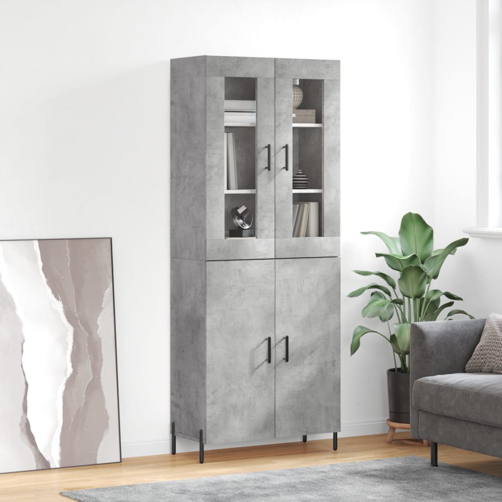 Highboard 69.5x34x180 cm Engineered Wood 2 Doors Concrete grey