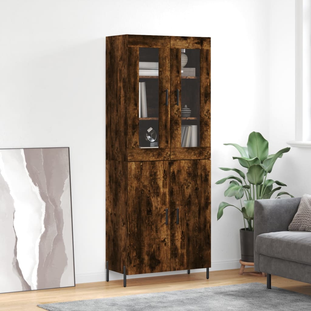 Highboard 69.5x34x180 cm Engineered Wood 2 Doors Smoked oak