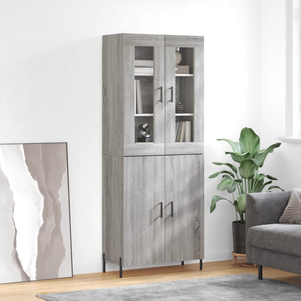 Highboard 69.5x34x180 cm Engineered Wood 2 Doors Grey sonoma