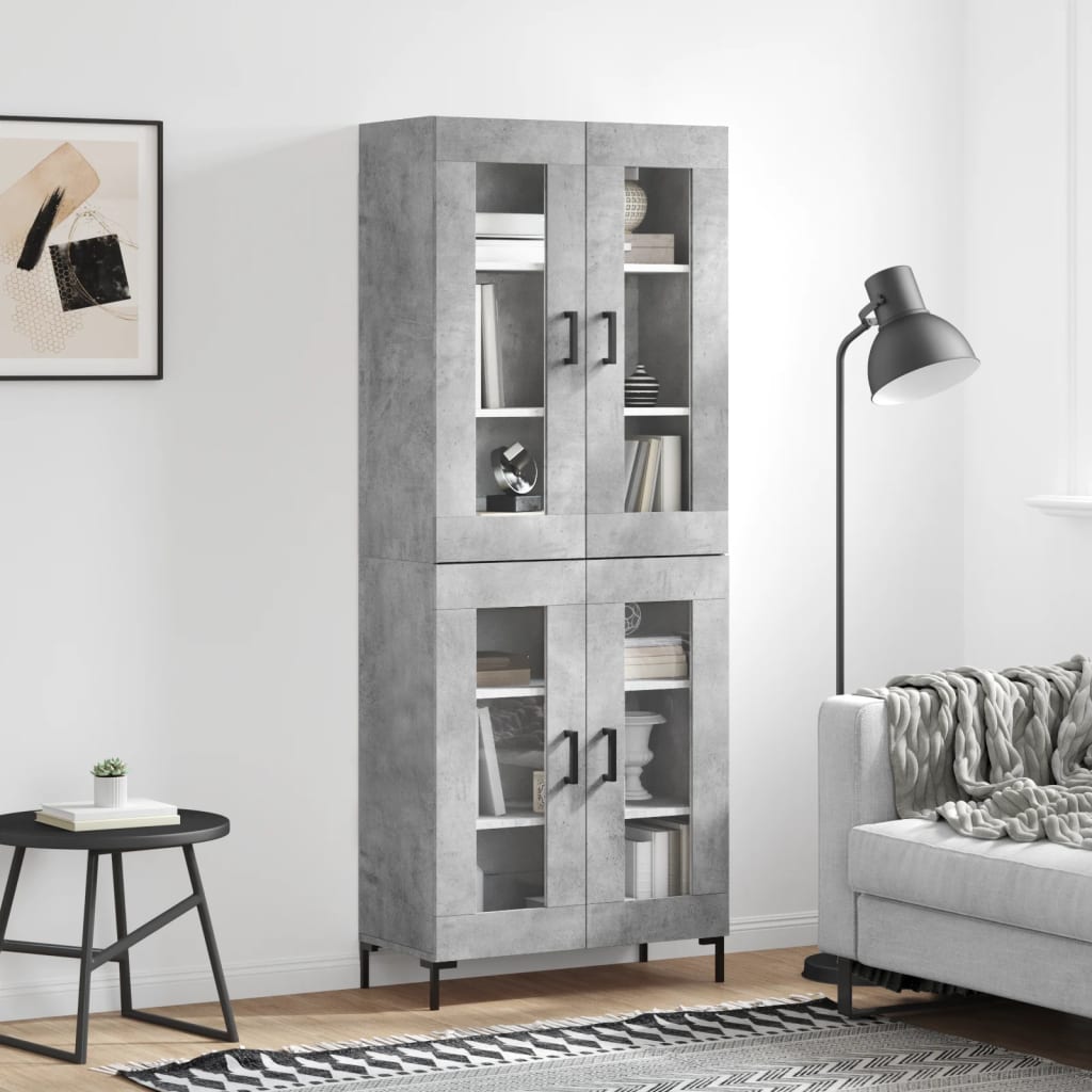 vidaXL Highboard Concrete Grey 69,5x34x180 cm Engineered Wood 1