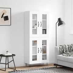 Highboard 69.5x34x180 cm Engineered Wood 2 Glass Doors White