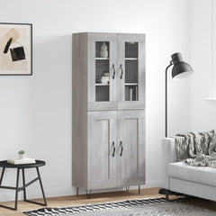 Highboard 69.5x34x180 cm Engineered Wood 2 Wood Doors Grey sonoma