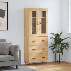 Highboard 69.5x34x180 cm Engineered Wood 3 Drawers Sonoma oak