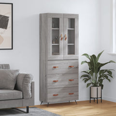Highboard 69.5x34x180 cm Engineered Wood 3 Drawers Grey sonoma