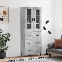 Highboard 69.5x34x180 cm Engineered Wood 3 Drawers Concrete grey