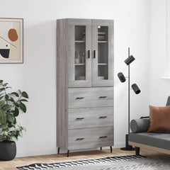 Highboard 69.5x34x180 cm Engineered Wood 3 Drawers Grey sonoma