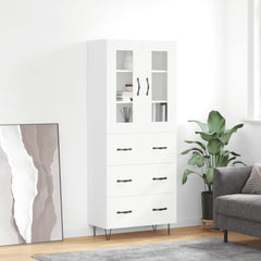 Highboard 69.5x34x180 cm Engineered Wood 3 Drawers White