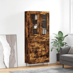 Highboard 69.5x34x180 cm Engineered Wood 3 Drawers Smoked oak