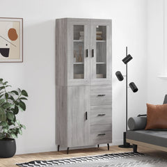 Highboard 69.5x34x180 cm Engineered Wood 1 Door 3 Drawers Grey sonoma