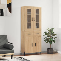 Highboard 69.5x34x180 cm Engineered Wood 2 Doors 2 Drawers Sonoma oak