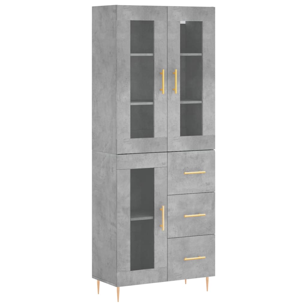 vidaXL Highboard Concrete Grey 69,5x34x180 cm Engineered Wood 2