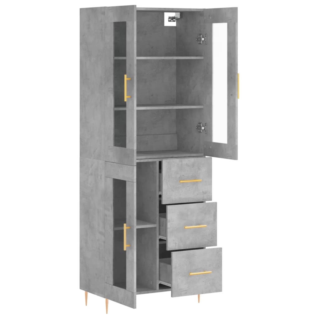 vidaXL Highboard Concrete Grey 69,5x34x180 cm Engineered Wood 3