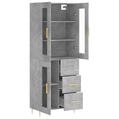 vidaXL Highboard Concrete Grey 69,5x34x180 cm Engineered Wood 3